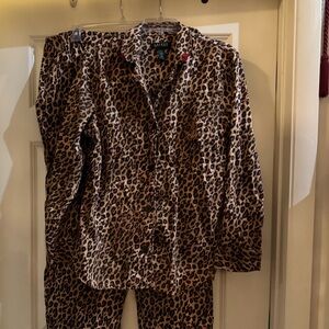 Ralph Lauren Brown Leopard Print Pajama Set